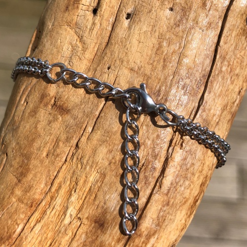 Bracelet double cristal gris