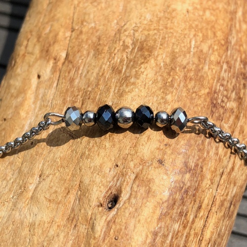 Bracelet simple cristal bicolore gris et noir