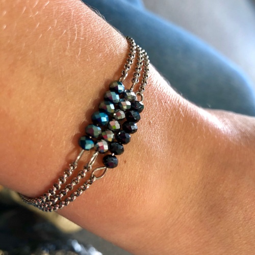 Bracelet triple cristal bleu