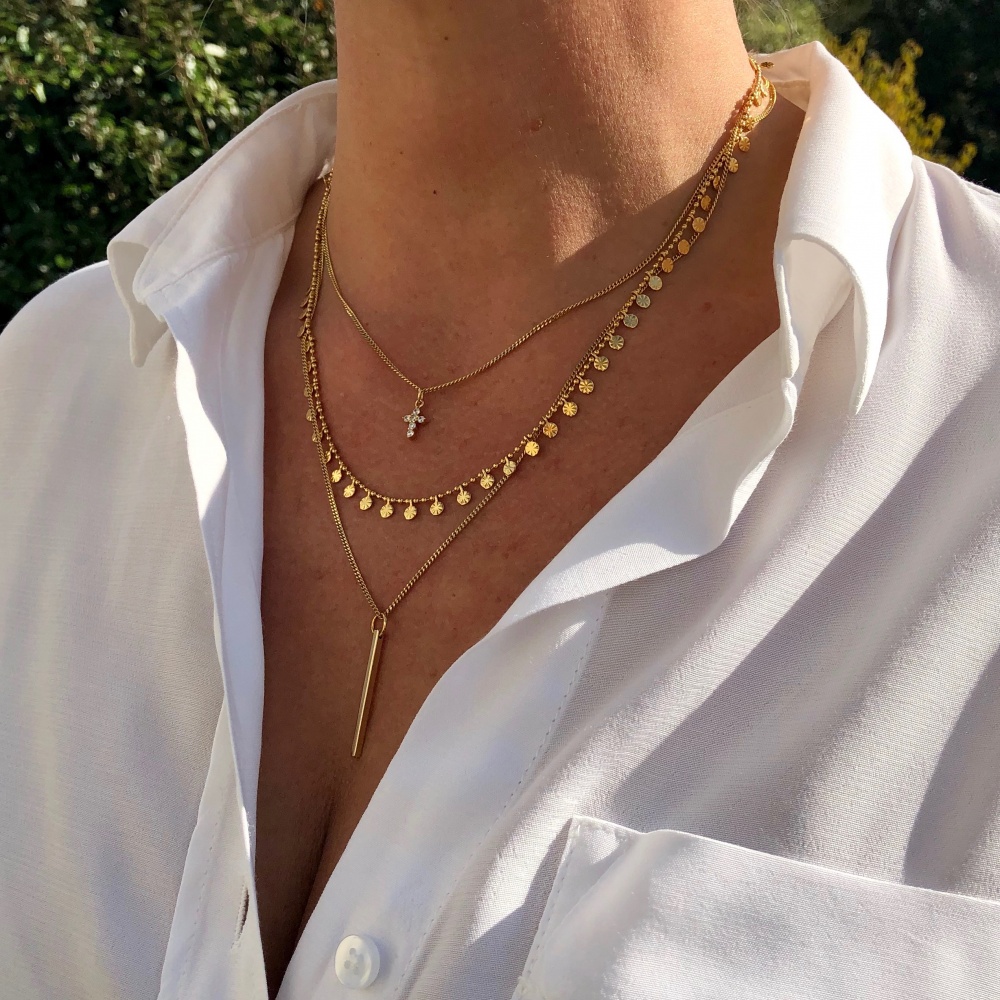 Collier Chaîne 44 Cm Plaqué Or Avec Véritable Perle - Bijou Vintage élégant