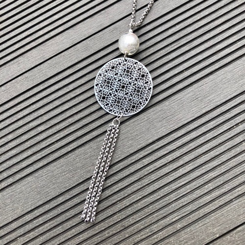 Sautoir filigrane perle de murano blanche